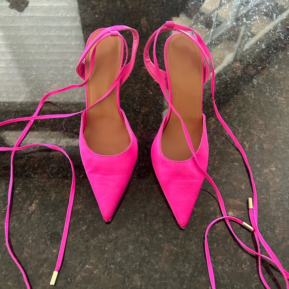 ASOS DESIGN Pink Satin Tie Heels (US 8) - Picture 4 of 9